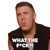 a man making a funny face with the words what the f * ck