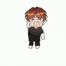 a cartoon of a boy with red hair crying with his mouth open