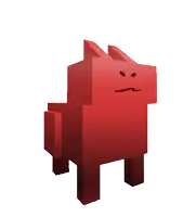 a yellow cube with an angry face on it 's face