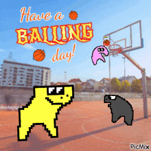 a picture of a basketball court with the words have a balling day on it