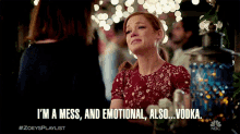 Im A Mess And Emotional Also Vodka Jane Levy GIF - Im A Mess And Emotional Also Vodka Jane Levy Zoey Clarke GIFs