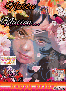 a picture of a girl with flowers and the words matsu nation