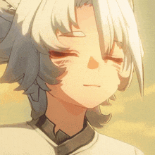 a close up of a cartoon character 's face with his eyes closed