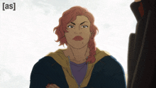 a cartoon of a woman with red hair and the words [ as ] on the bottom right