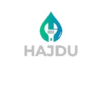a logo for hajdu with a wrench in a drop of water