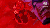 a close up of a person 's face with a red background and a phrase that says `` 20 '' .