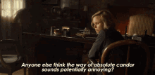 anyone else think the way of absolute candor sounds potentially annoying doctor agnes jurati alison pill star trek picard it could be annoying