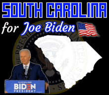an ad for joe biden for south carolina shows a man giving a speech