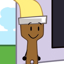 a brown paint brush with a white stripe on the top of it