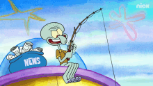 fishing squidward tentacles the patrick star show reeling in caught something