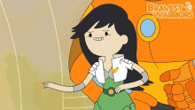 a cartoon character with the words bravest warriors on the bottom