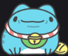 a cartoon cat with a bell around its neck