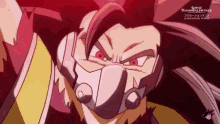 a close up of a cartoon character wearing a gas mask
