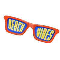 a pair of orange sunglasses with the words beach vibes on them