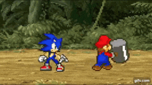 Mario Vs Sonic Mario Hammer Fight GIF - Mario Vs Sonic Mario Hammer Fight Animation Rewind GIFs