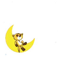 a cartoon squirrel is sitting on a crescent moon with the words happy 4th of july