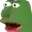 a close up of a green frog with a red tongue sticking out .