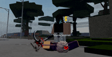 a video game character named shura sozosei is standing in a park