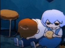 a boy and a girl are sitting next to each other in a room .