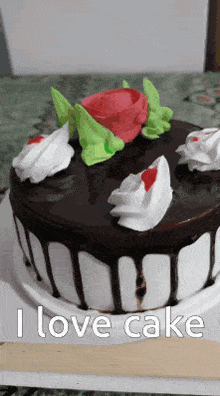 a cake that says i love cake on the bottom