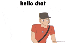 a cartoon of a spy and a soldier with the words hello chat below them