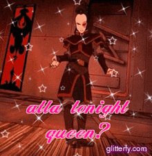 a cartoon character with the words alla tonight queen on the bottom