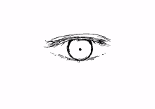 a black and white drawing of a person 's eye with a circle in the middle