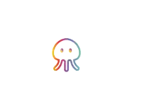 a rainbow colored octopus with a face on it