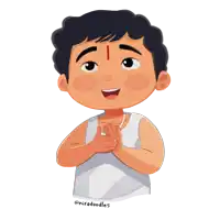 a cartoon of a boy with a red circle on his forehead and the name miradoodles on the bottom