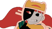 a cartoon character with a crown on his head and a red cape