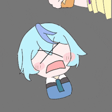 a cartoon drawing of a person holding a bread loaf over their head