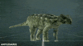 a 3d model of ankylosaurus is displayed on a blue background