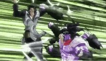 a man is fighting a purple star platinum in a jojo 's bizarre adventure .