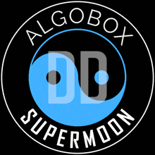 the logo for algobox supermoon has a blue moon in the center