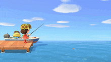 a video game character fishing in the ocean