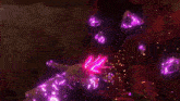 a person is standing in front of a wall with a purple light coming out of their mouth .