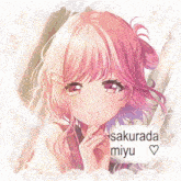 a picture of a girl with pink hair and the words sakurada miyu