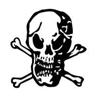 a black and white skull and crossbones on a white background