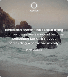 a picture of a beach with a quote from pema chadorn