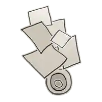 a drawing of squares and circles with a black circle in the middle