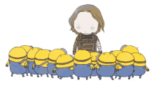a cartoon of a man and a bunch of minions
