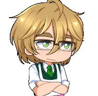 a cartoon character with glasses and a green tie