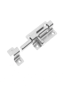a close up of a stainless steel latch on a door