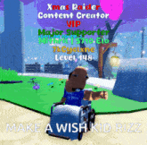 a video game character in a wheelchair with the words make a wish kid rizz