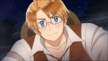 a man with glasses and a white shirt is smiling at the camera