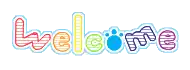 the word welcome is written in rainbow colors