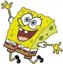 sponge bob square pants hands up smile happy