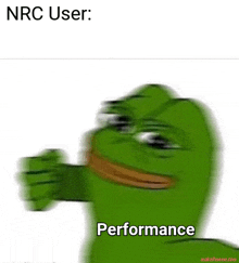 a picture of a frog with the words nrc user performance on it