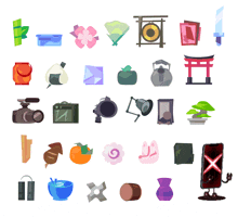 a bunch of icons on a white background one of which is a cell phone
