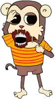 a cartoon of a monkey with his mouth open and a striped shirt